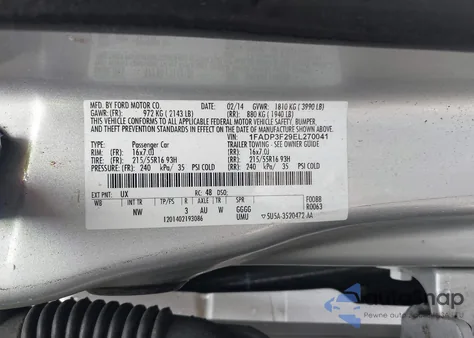 2014 Ford Focus Se из США, поврежденный, VIN 1FADP3F29EL270041